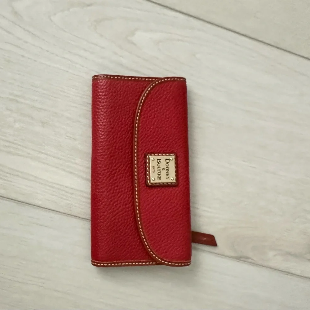 Dooney & Bourke Red Pebble Leather Drawstring Shoulder Bag and Wallet